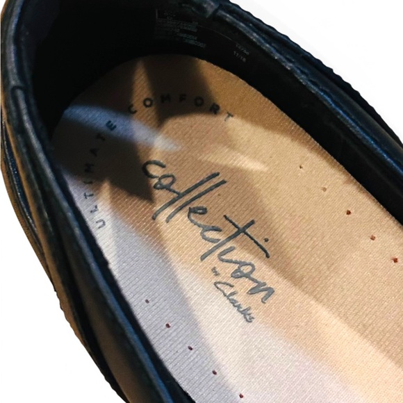 Clarks Gracelin Maze Black Leather Flats Women’s Size 9 Comfort Slip-On Loafers - Picture 6 of 13